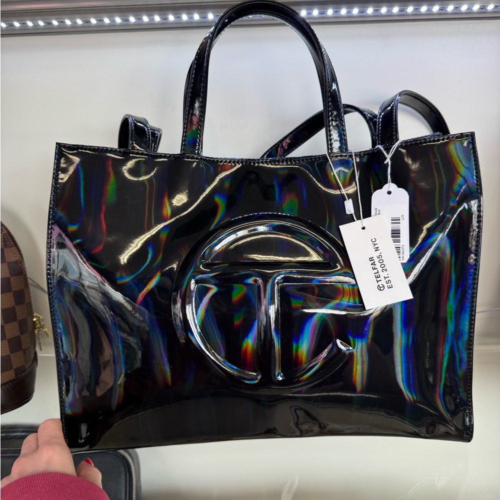 New nwt telfar Iridescent Black Tote Bag, shopping tote